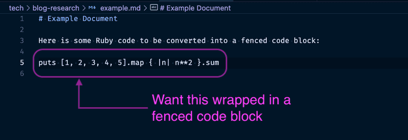 vscode fenced snippet code first