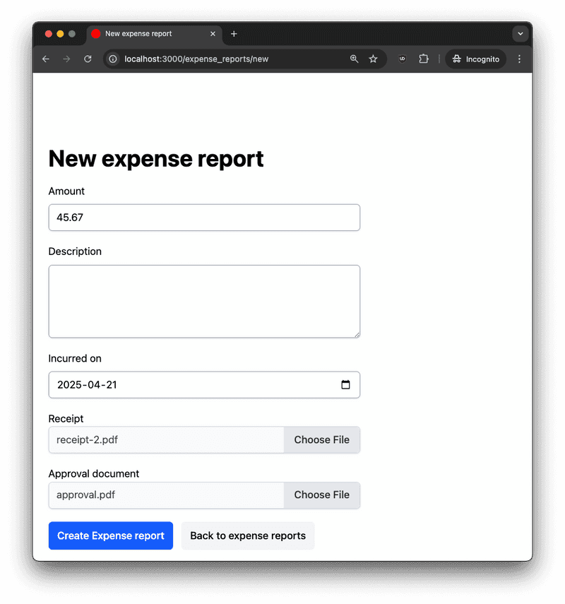 active storage new expense report with approval doc