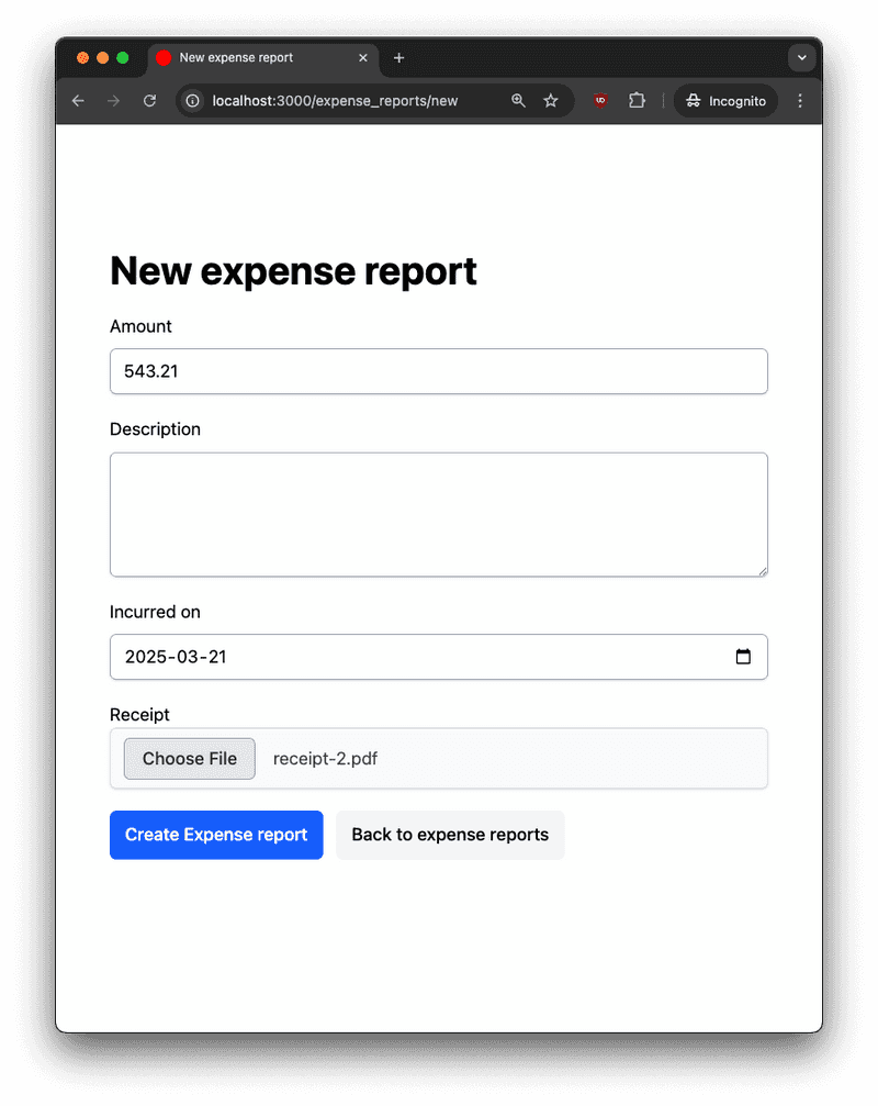 active storage new expense report description empty