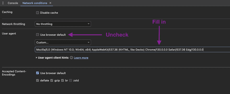 chrome-devtools-custom-user-agent-string