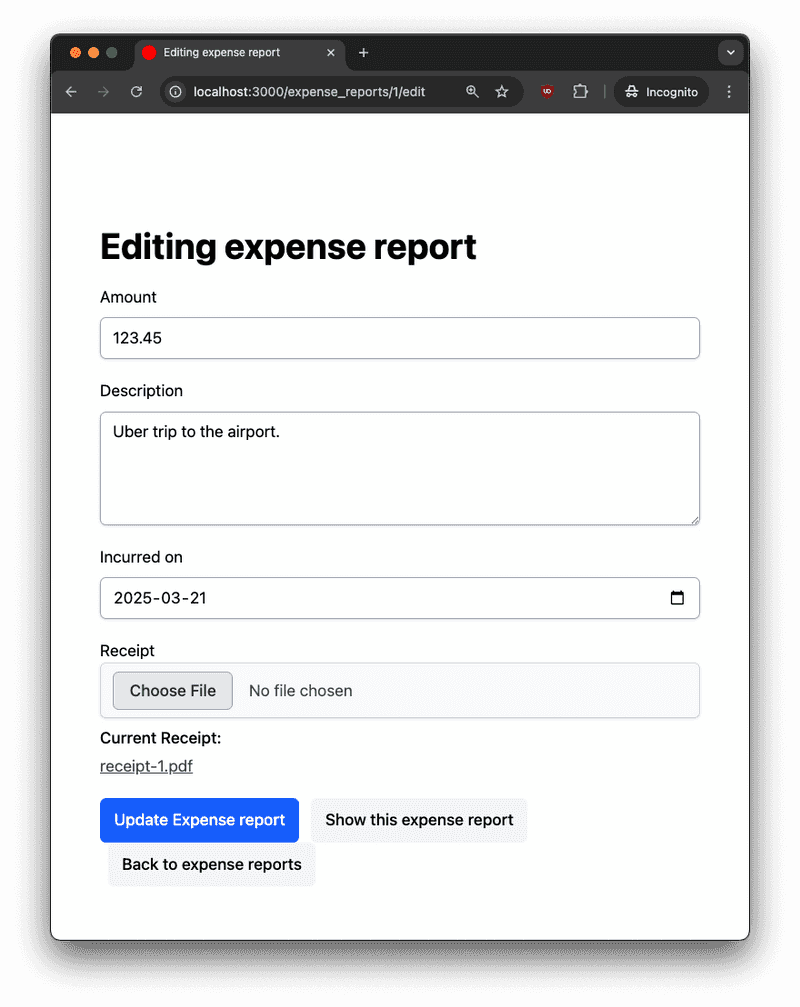 active storage edit expense report