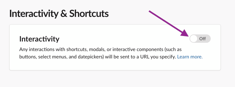 slack app interactivity toggle