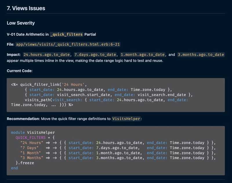 thoughtbot rails audit report view issue