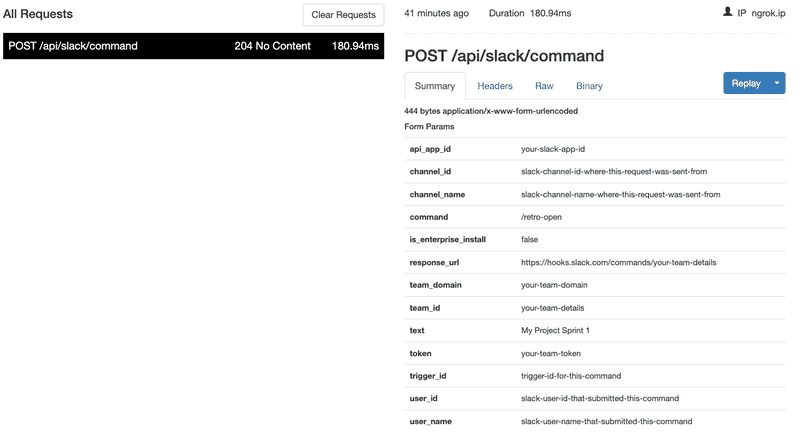 slack ngrok inspect