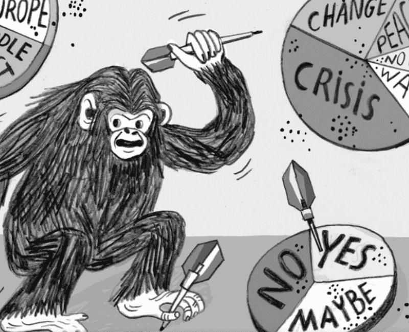 dart throwing chimpanzee