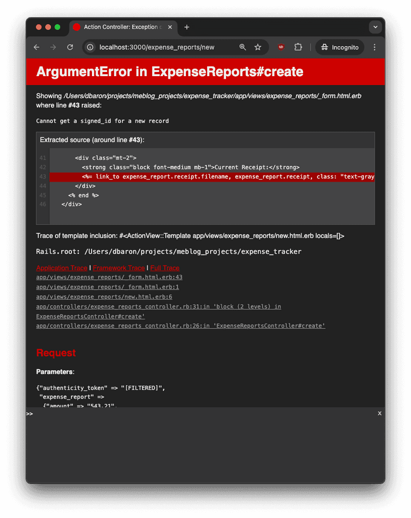 active storage new expense report error