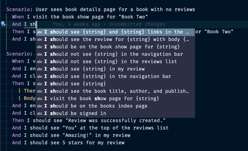 cucumber vscode extension autocomplete