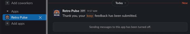 slack app demo retro feedback received